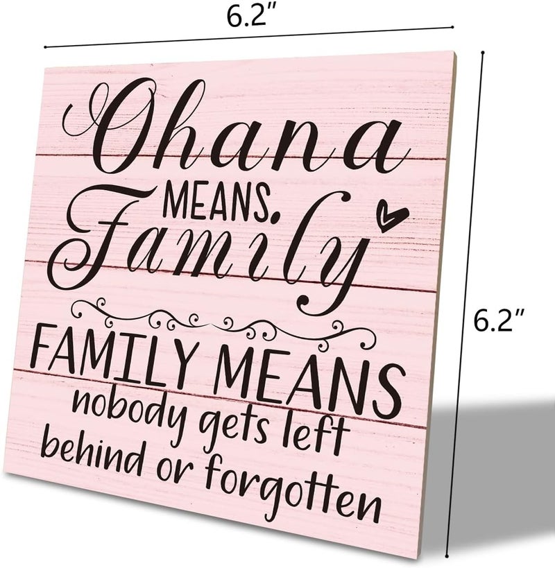 SUSZDOU Family Wooden Plaque, “Family Means Nobody Gets Left Behind or Forgotten”, 6.2x6.2 Inch Table Art Sign, Farmhouse Quote Decor for Living Room or Home Tabletop G - Image 2